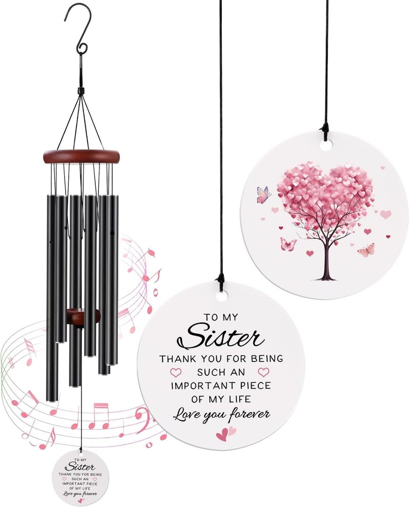 BeauGift Sister Gifts, Wind Chime from Sisters Brother, Best Sister Ever Gift for Birthday Galentines Valentines Day Wedding Graduation, Home Decor Keepsake for Bestie Stepsister Sis in Law - Image 1